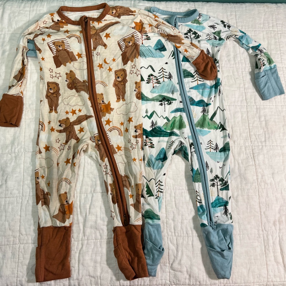 Little Sleepies Brown Bears and Mountains 3-6 Month Pajamas